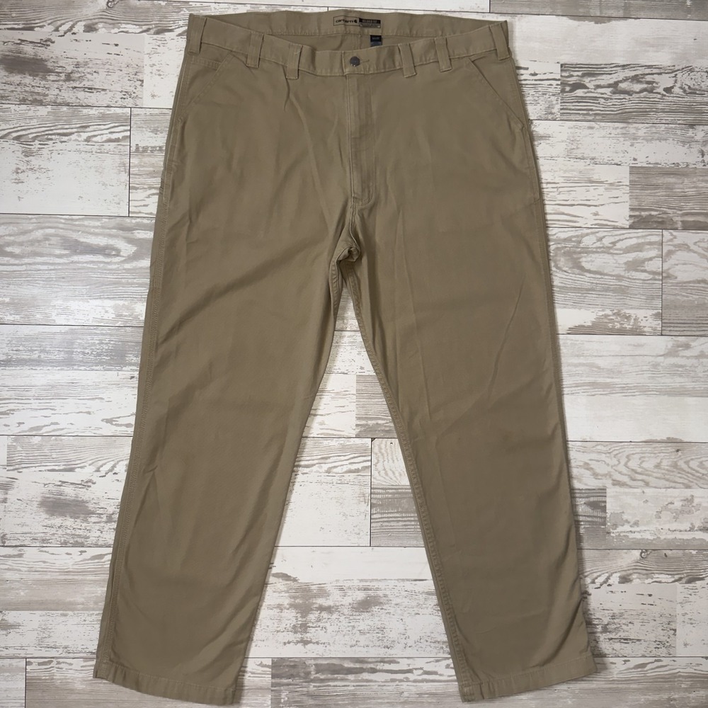 Carhartt Pants Mens 44x34 Beige Relaxed Fit Canvas Carpenter Work Pants